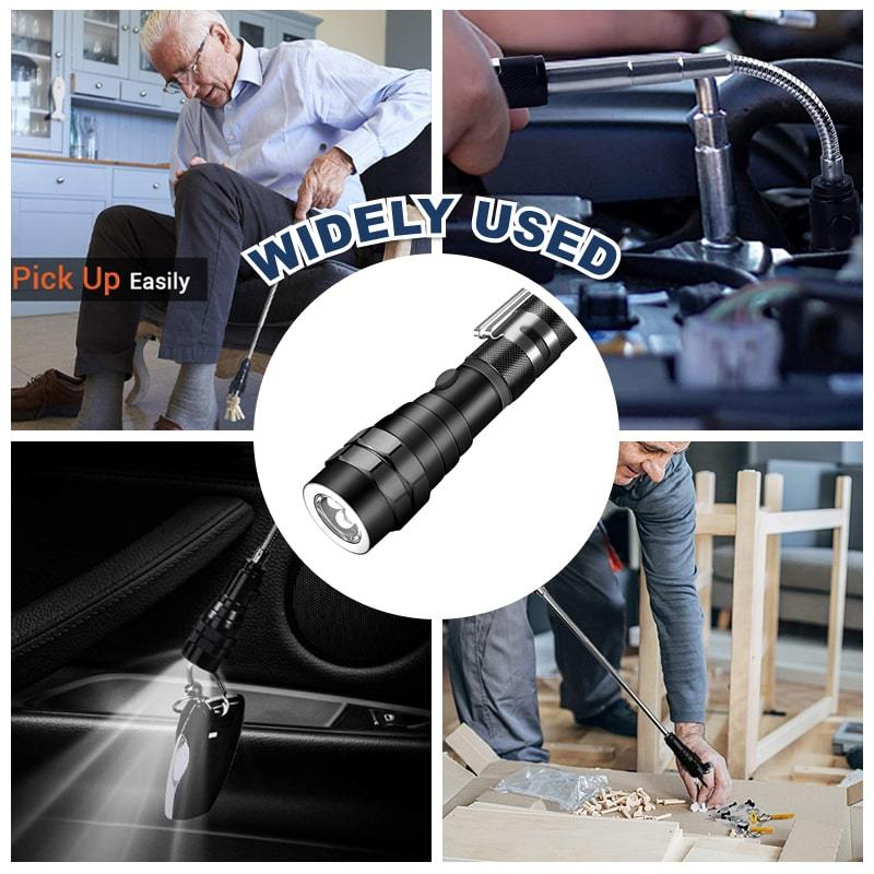 🔦 50% RABATT NU! 🧲 Multifunktionell Magnetisk Teleskop Ficklampa – Utdragbar & 360° Roterbar – Perfekt för Reparationer & DIY 🛠️
