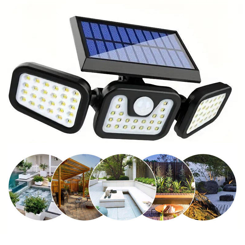 💡 50% RABATT! ☀️ Solarvägglampa 3-Huvuden – Sensorljus, Väderbeständig & Energisnål 🔋