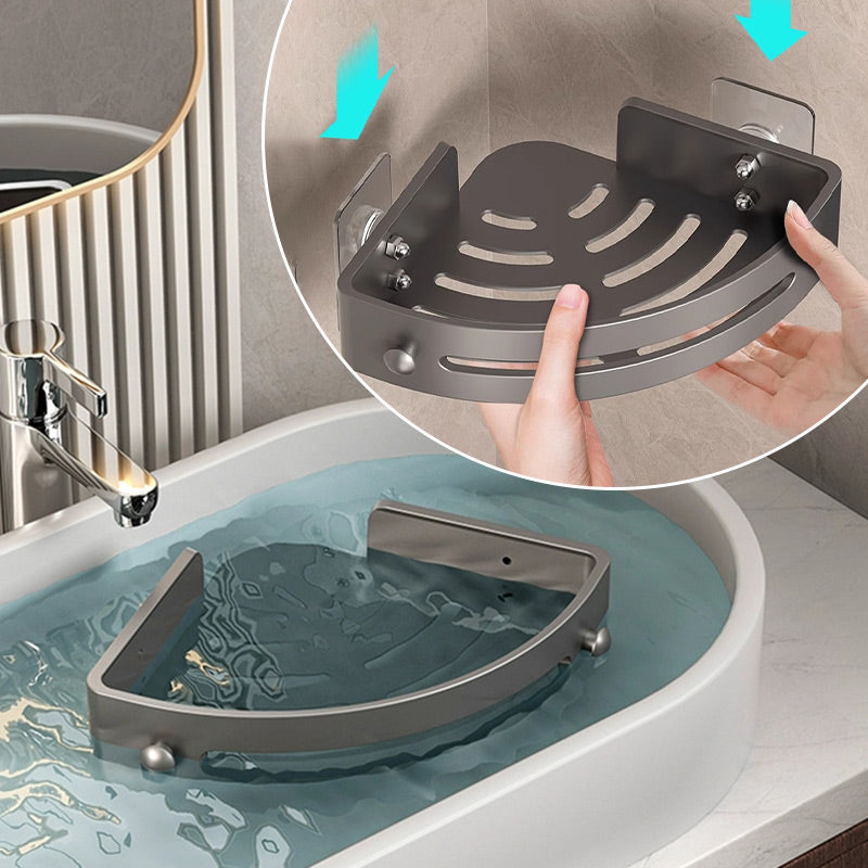 Hörn duschhylla utan borrning med krokar