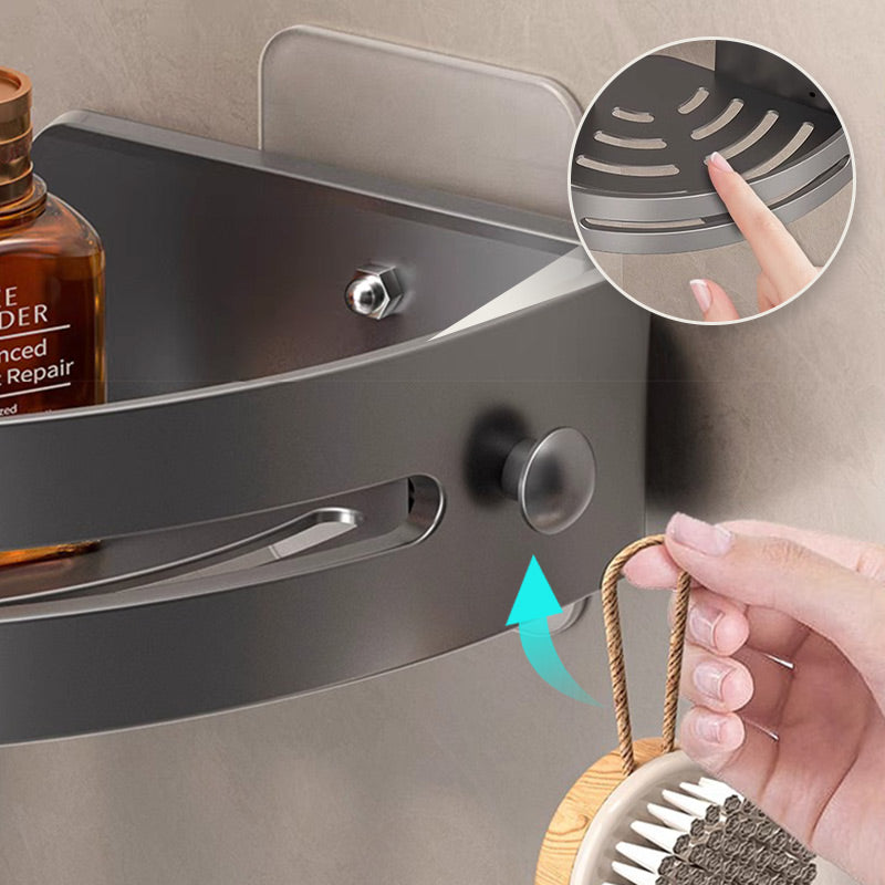 Hörn duschhylla utan borrning med krokar