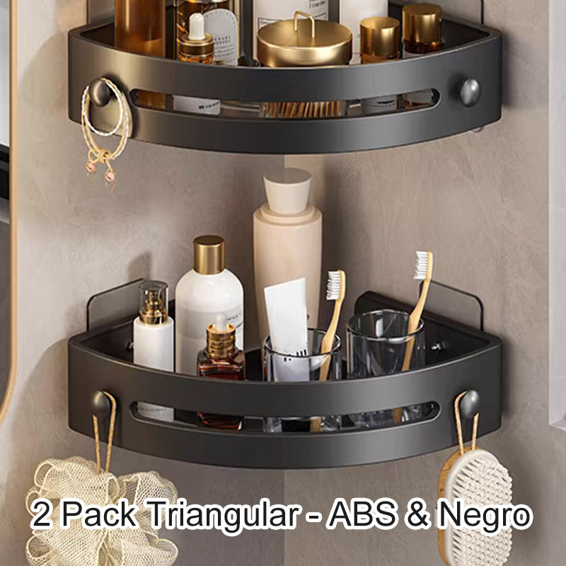 Hörn duschhylla utan borrning med krokar