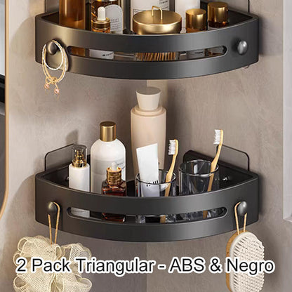 Hörn duschhylla utan borrning med krokar