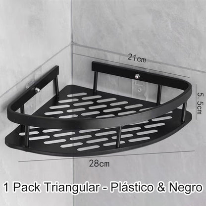 Hörn duschhylla utan borrning med krokar