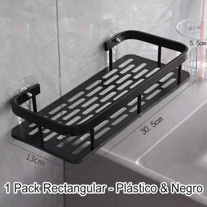 Hörn duschhylla utan borrning med krokar