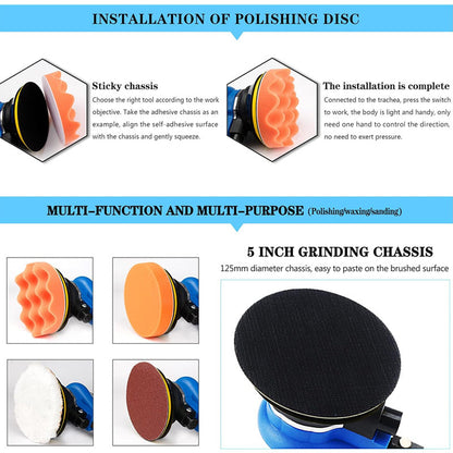 Professionell pneumatisk orbital polermaskin Slip- och slipmaskin