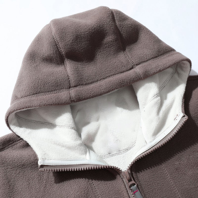 🎅Christmas pre-sale🎁Herrejacka med huva och varm huva i dubbelsidig fuskfleece