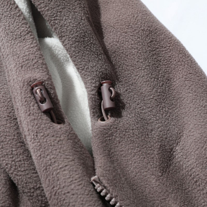 🎅Christmas pre-sale🎁Herrejacka med huva och varm huva i dubbelsidig fuskfleece
