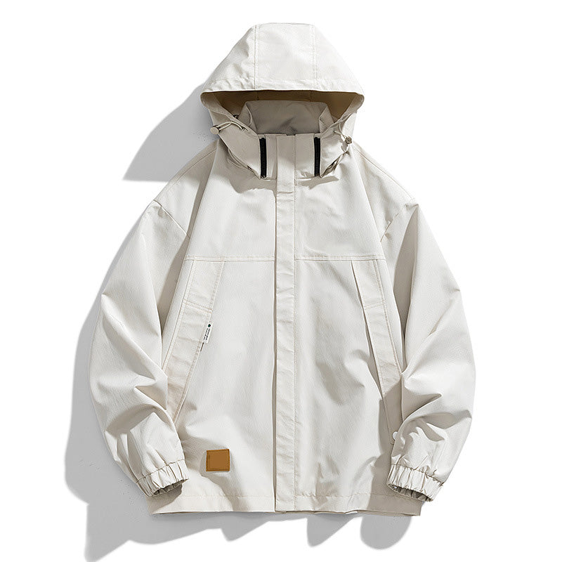 Casual varm jacka med dragkedja och huva för män