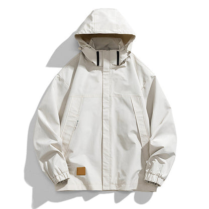 Casual varm jacka med dragkedja och huva för män