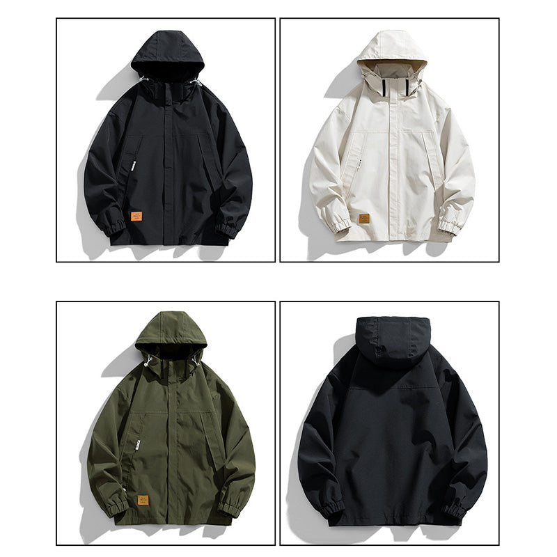 Casual varm jacka med dragkedja och huva för män