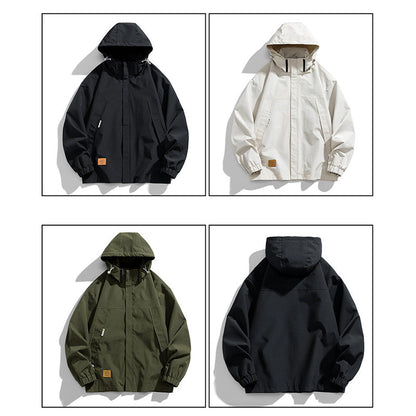 Casual varm jacka med dragkedja och huva för män