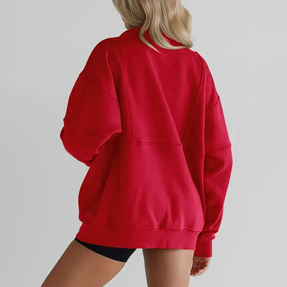 Casual blus för kvinnor med krage och halv dragkedja