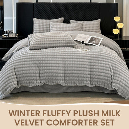 🛏️ 50% RABATT NU! ✨ Vinter Fluffig Plush Milk Velvet Tröstset - Ultra-mjuk termisk design med modernt broderi för mysig sängkläder 🏠❄️