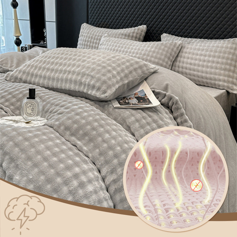 🛏️ 50% RABATT NU! ✨ Vinter Fluffig Plush Milk Velvet Tröstset - Ultra-mjuk termisk design med modernt broderi för mysig sängkläder 🏠❄️