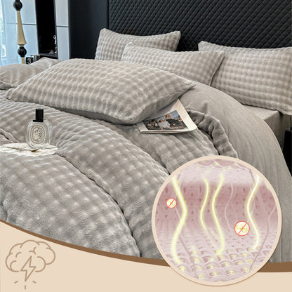 🛏️ 50% RABATT NU! ✨ Vinter Fluffig Plush Milk Velvet Tröstset - Ultra-mjuk termisk design med modernt broderi för mysig sängkläder 🏠❄️