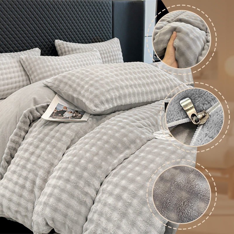 🛏️ 50% RABATT NU! ✨ Vinter Fluffig Plush Milk Velvet Tröstset - Ultra-mjuk termisk design med modernt broderi för mysig sängkläder 🏠❄️