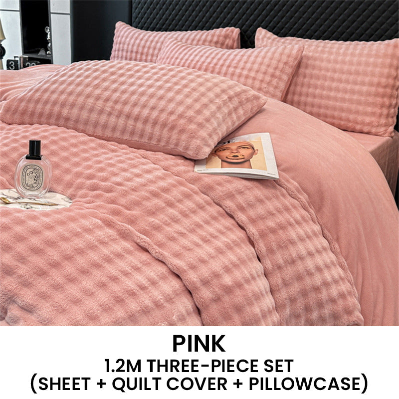 🛏️ 50% RABATT NU! ✨ Vinter Fluffig Plush Milk Velvet Tröstset - Ultra-mjuk termisk design med modernt broderi för mysig sängkläder 🏠❄️