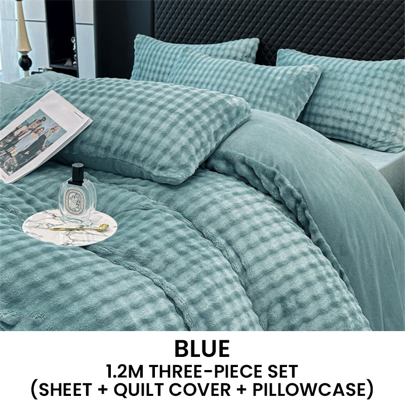🛏️ 50% RABATT NU! ✨ Vinter Fluffig Plush Milk Velvet Tröstset - Ultra-mjuk termisk design med modernt broderi för mysig sängkläder 🏠❄️