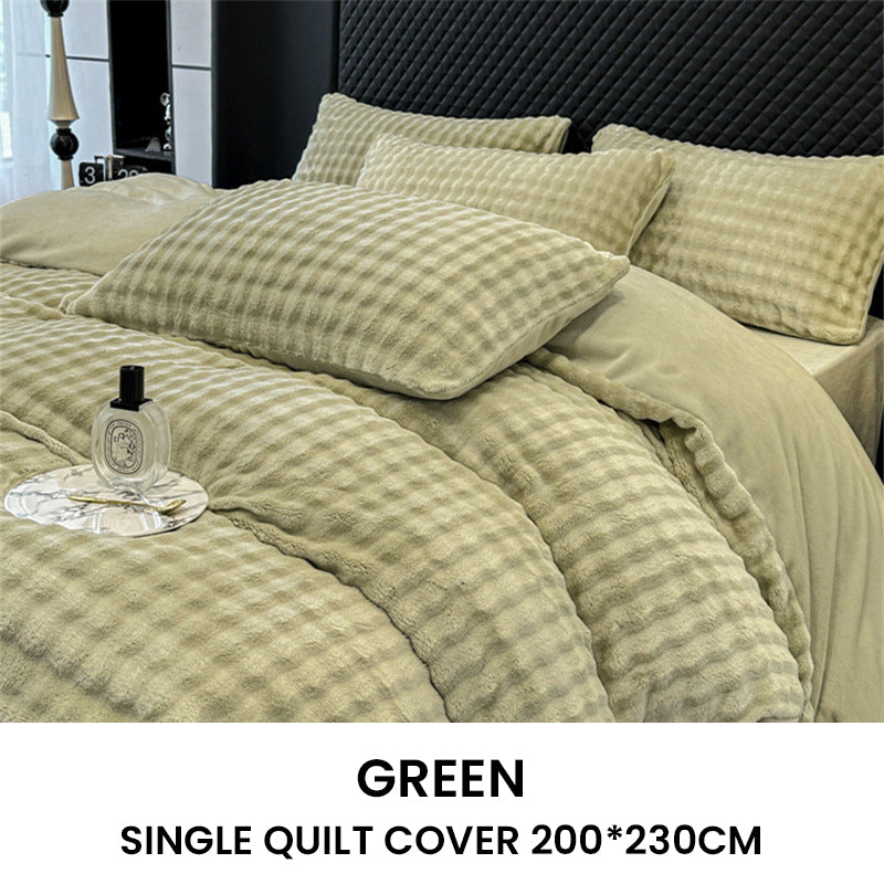 🛏️ 50% RABATT NU! ✨ Vinter Fluffig Plush Milk Velvet Tröstset - Ultra-mjuk termisk design med modernt broderi för mysig sängkläder 🏠❄️