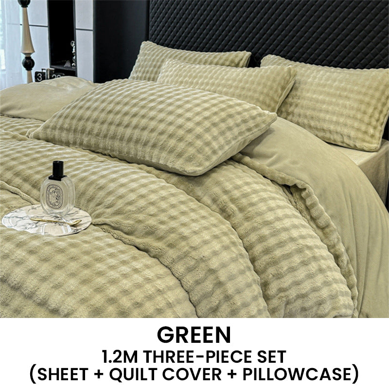 🛏️ 50% RABATT NU! ✨ Vinter Fluffig Plush Milk Velvet Tröstset - Ultra-mjuk termisk design med modernt broderi för mysig sängkläder 🏠❄️