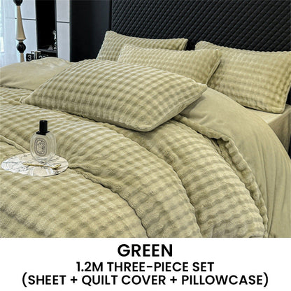 🛏️ 50% RABATT NU! ✨ Vinter Fluffig Plush Milk Velvet Tröstset - Ultra-mjuk termisk design med modernt broderi för mysig sängkläder 🏠❄️