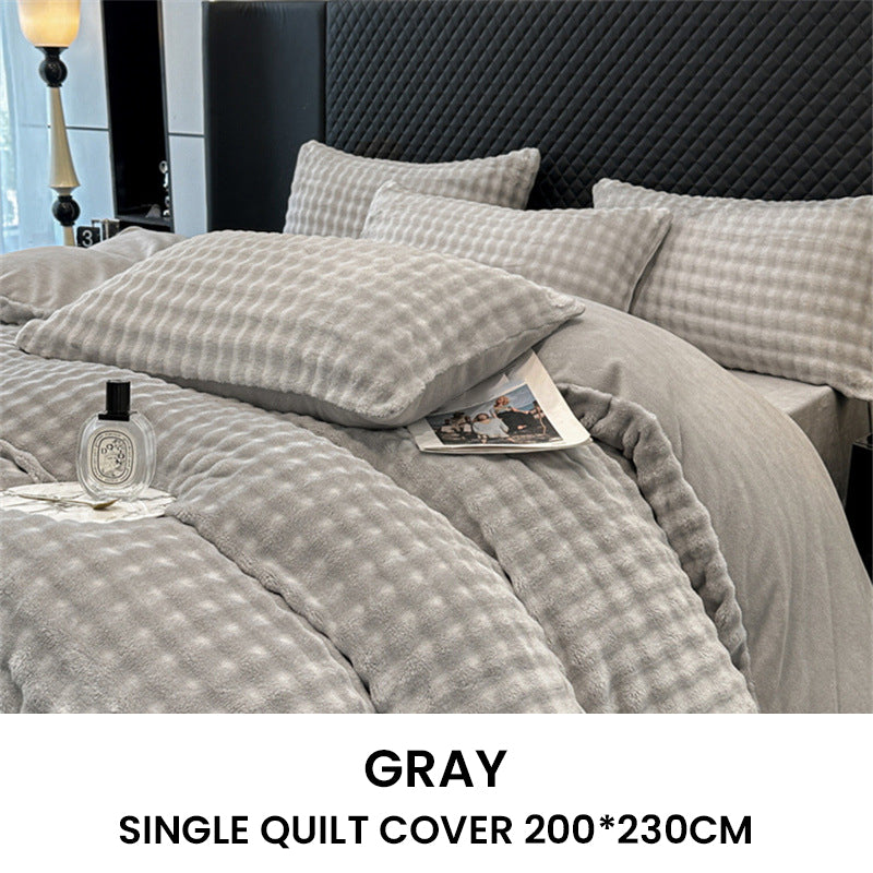 🛏️ 50% RABATT NU! ✨ Vinter Fluffig Plush Milk Velvet Tröstset - Ultra-mjuk termisk design med modernt broderi för mysig sängkläder 🏠❄️