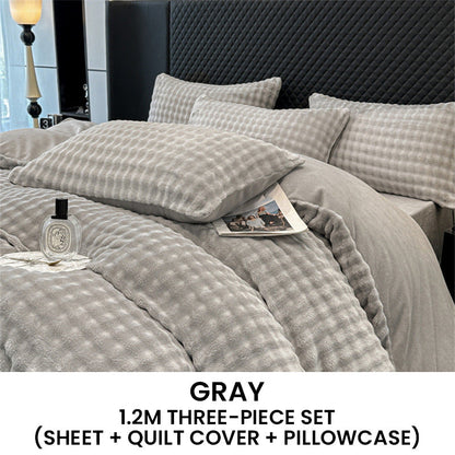 🛏️ 50% RABATT NU! ✨ Vinter Fluffig Plush Milk Velvet Tröstset - Ultra-mjuk termisk design med modernt broderi för mysig sängkläder 🏠❄️