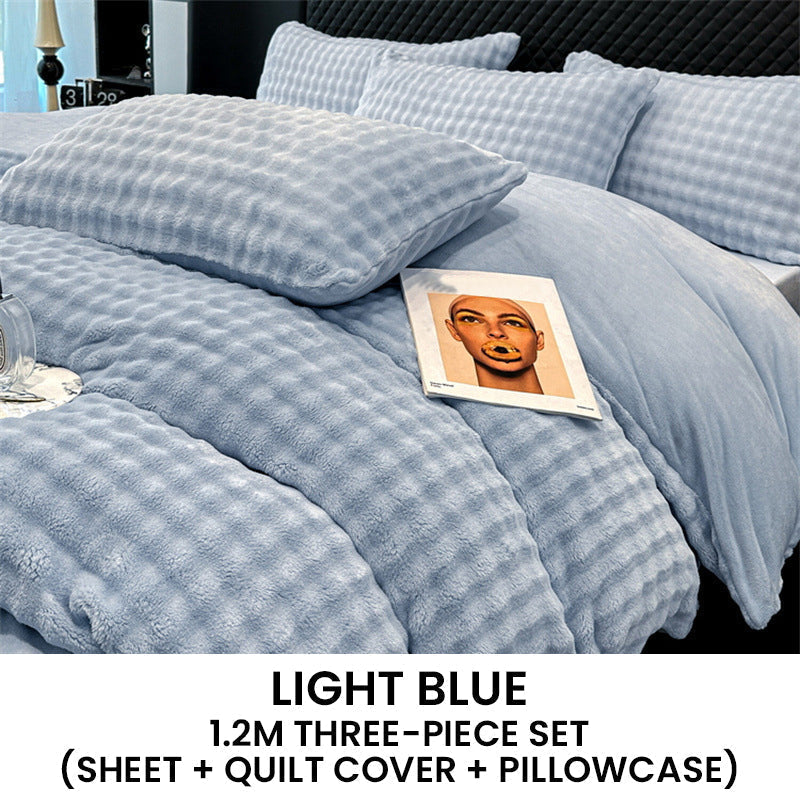 🛏️ 50% RABATT NU! ✨ Vinter Fluffig Plush Milk Velvet Tröstset - Ultra-mjuk termisk design med modernt broderi för mysig sängkläder 🏠❄️