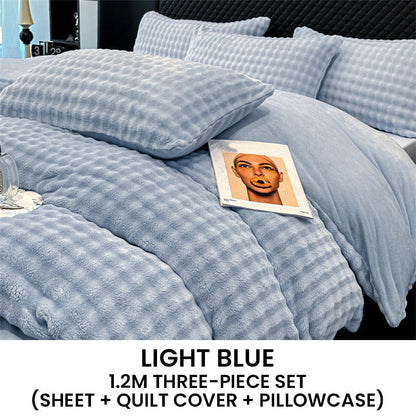 🛏️ 50% RABATT NU! ✨ Vinter Fluffig Plush Milk Velvet Tröstset - Ultra-mjuk termisk design med modernt broderi för mysig sängkläder 🏠❄️