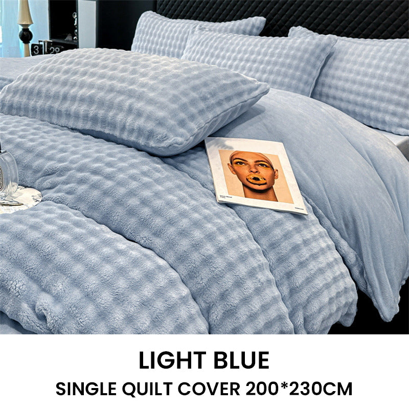 🛏️ 50% RABATT NU! ✨ Vinter Fluffig Plush Milk Velvet Tröstset - Ultra-mjuk termisk design med modernt broderi för mysig sängkläder 🏠❄️