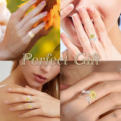 Justerbar Spinner Sunflower Alphabet Ring