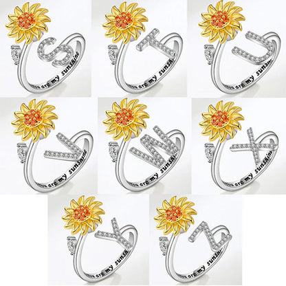 Justerbar Spinner Sunflower Alphabet Ring