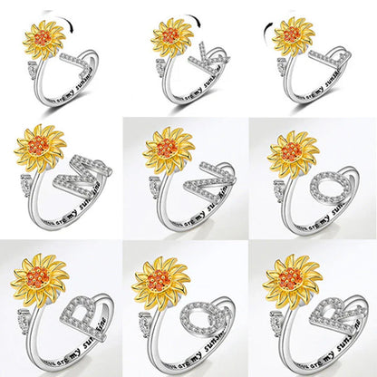 Justerbar Spinner Sunflower Alphabet Ring