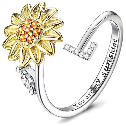 Justerbar Spinner Sunflower Alphabet Ring