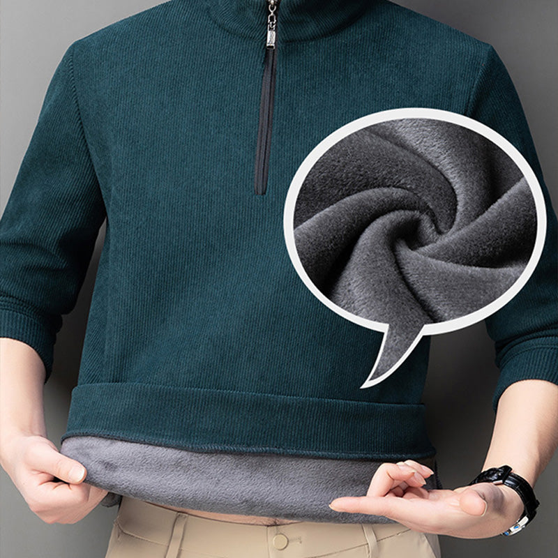 🔥Tidsbegränsat specialerbjudande🔥Quarter Zip Pullover med plyschfoder för herrar - Köp 2 och få fri frakt
