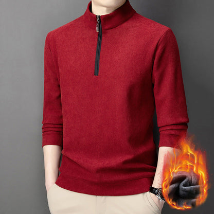 🔥Tidsbegränsat specialerbjudande🔥Quarter Zip Pullover med plyschfoder för herrar - Köp 2 och få fri frakt