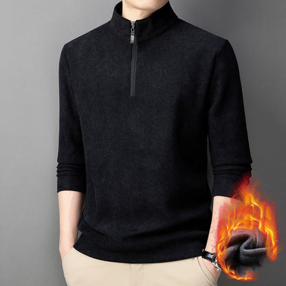 🔥Tidsbegränsat specialerbjudande🔥Quarter Zip Pullover med plyschfoder för herrar - Köp 2 och få fri frakt