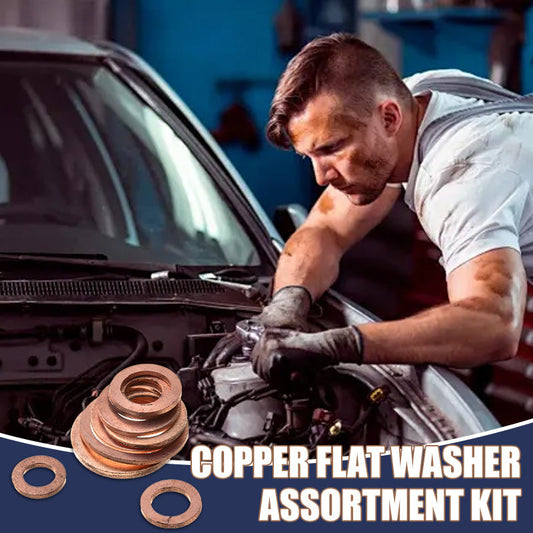 📀100/200 PCS Koppar platt bricka sortiment kit