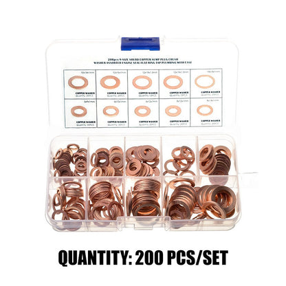 📀100/200 PCS Koppar platt bricka sortiment kit