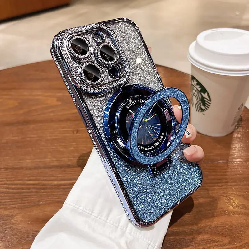 Glittrande Rhinestones Magnetisk iPhone-fodral med Osynlig Ställning🔥
