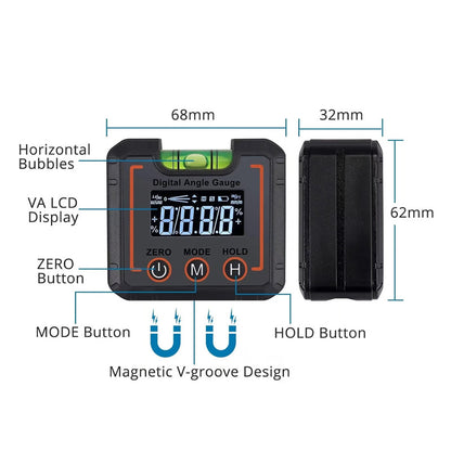 0-360°Digital vinkelmagnetisk elektronisk mätare