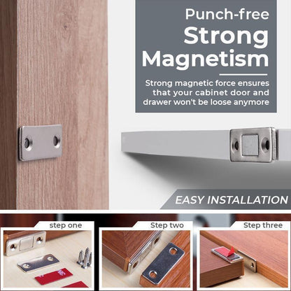 🔥⏰Köp 1 Få 1 gratis 🧲 Icke-Perforerad Magnetisk Dörrstängare – Enkel Installation, Tyst Stängning & Justerbar Kraft för Hem/Kontor 🔧✨📦