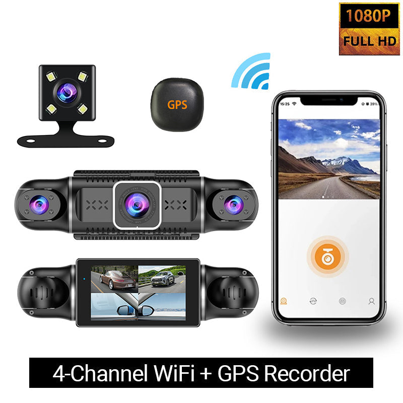 🎉Tillfälligt erbjudande⌛️Förarens säkerhet - 4-kanalig FHD dashcam med ultravid vinkel