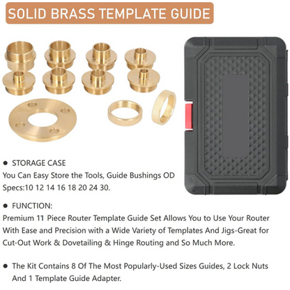 11PCS Mässing Router Mall Guide Sleeve Kit