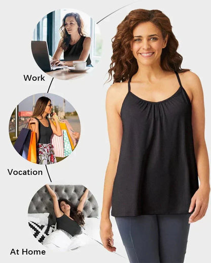 🔥Lös Passform Tanktop med Inbyggd BH