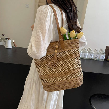 👜50% RABATT! ✨Damvävd strandväska med halm