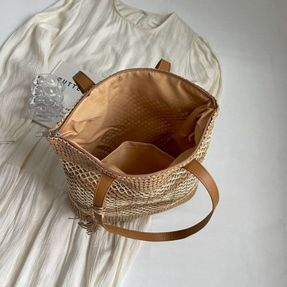 👜50% RABATT! ✨Damvävd strandväska med halm