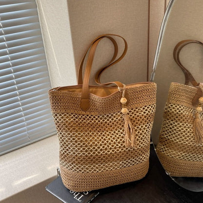 👜50% RABATT! ✨Damvävd strandväska med halm