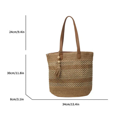 👜50% RABATT! ✨Damvävd strandväska med halm