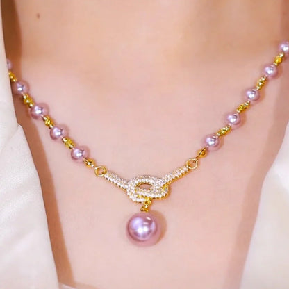 Elegant halsband med simulerad pärla för kvinnor